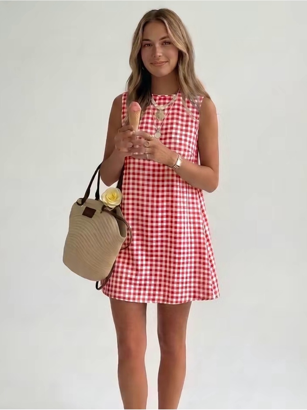 NWT Red Gingham Sleeveless Women’s Dress -  SMALL